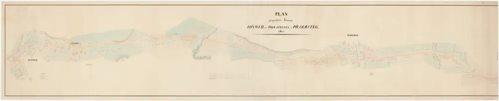 Hinwil, Dürnten: Projektierte Strasse von Hinwil über Stalden und Hadlikon bis zur Grenze zwischen Hinwil und Dürnten; Situationsplan (Blatt I)