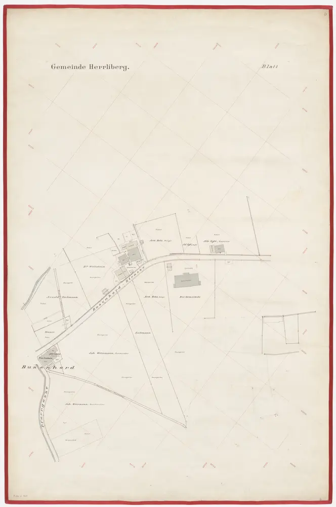 Herrliberg: Busenhardstrasse von der Einmündung der Pfarrgasse bei Busenhard in Richtung Südost; Situationsplan