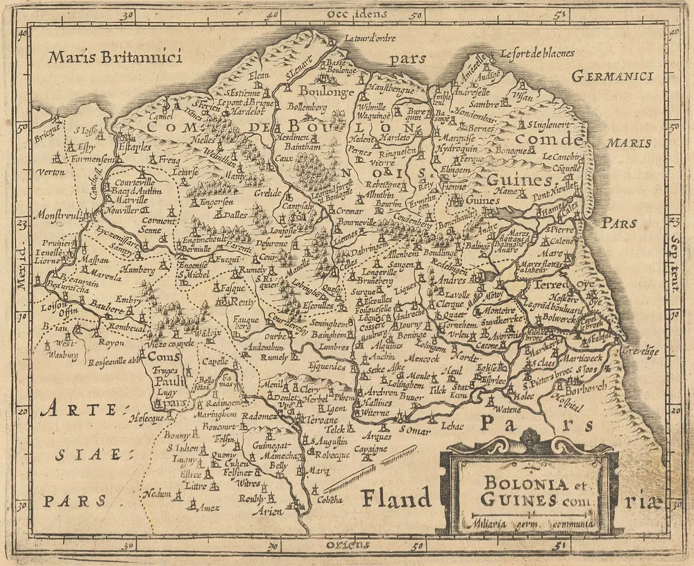 Bolonia et Guines com. [Karte], in: Atlas Minor, S. 30.