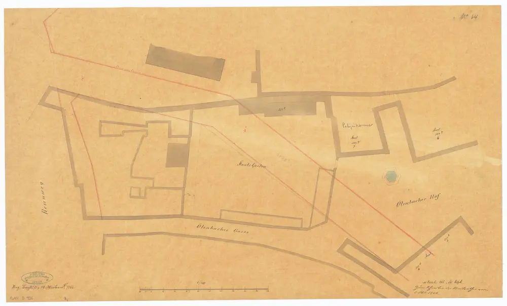 Kantonale Strafanstalt Oetenbach: Projektierte Strassenkorrektion; Grundriss