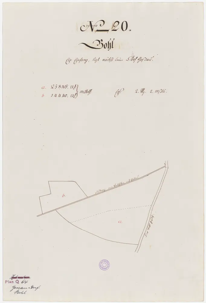 Nr. 20: Zehntengut Bohl, am Fussweg von Bertschikon nach Gossau gelegen; Grundriss