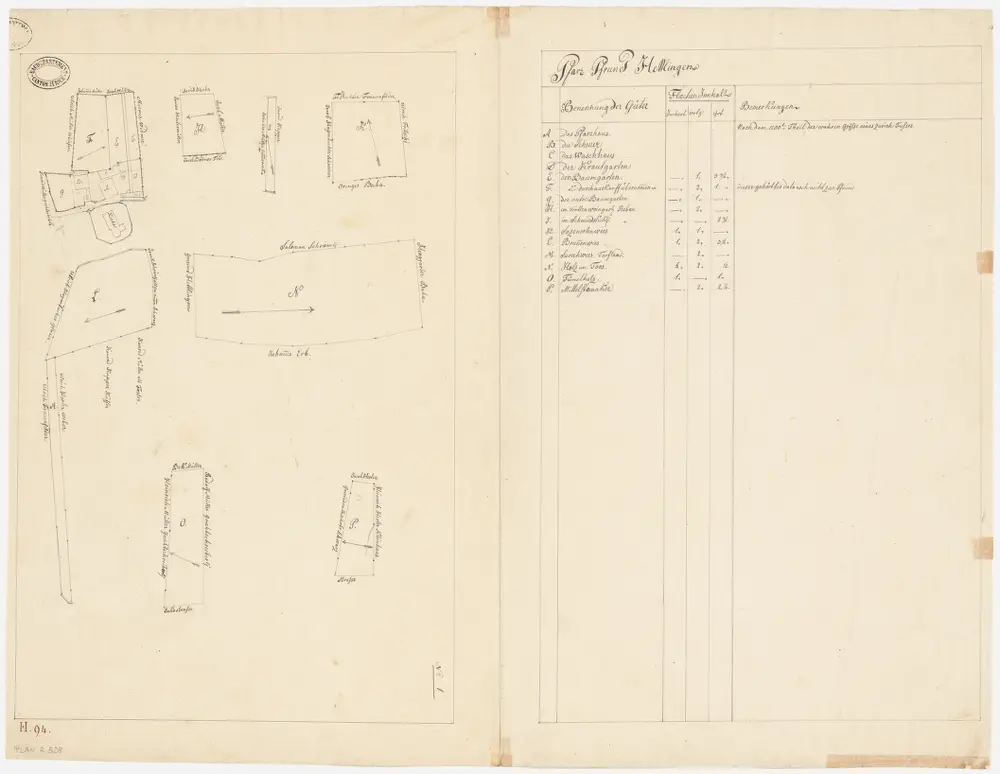 Hettlingen: Pfrundgüter mit Kirche und Pfarrhaus; Grundrisse (Nr. 1)