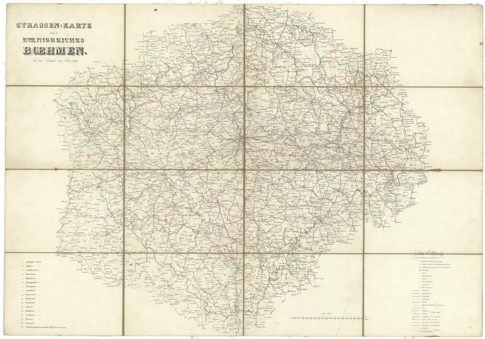 Strassen-Karte des Koenigreiches Boehmen nach dem Bestande vom Jahre 1844