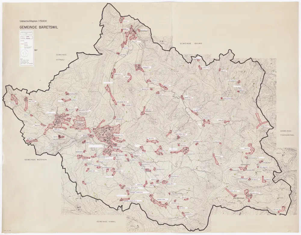 Bäretswil: Definition der Siedlungen für die eidgenössische Volkszählung am 01.12.1970; Siedlungskarte