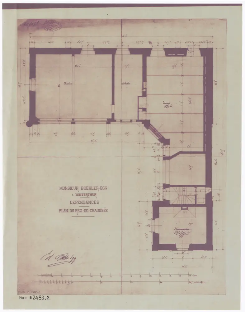 Winterthur: Villa Bühler-Egg, Ökonomiegebäude, Trollstrasse 19: Keller; Grundriss