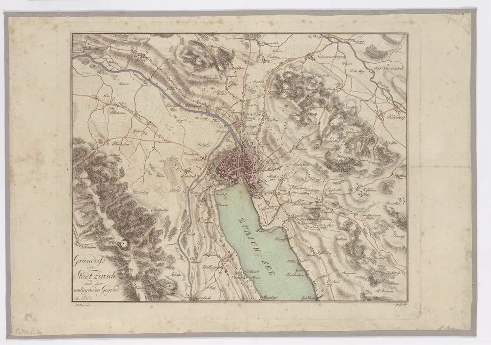 Grundriss der Stadt Zürich und der umliegenden Gegend