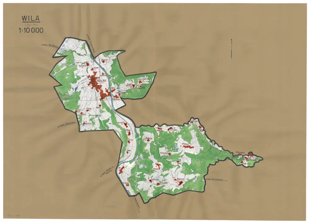 Wila: Definition der Siedlungen für die eidgenössische Volkszählung am 01.12.1950; Siedlungskarte