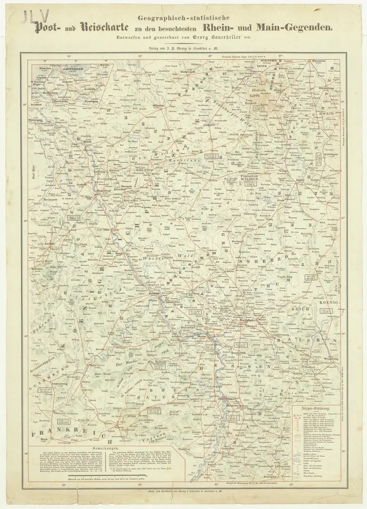 Geographisch-statistische Post- und Resekarte zu den besuchtesten Rhein- und Main-Gegenden