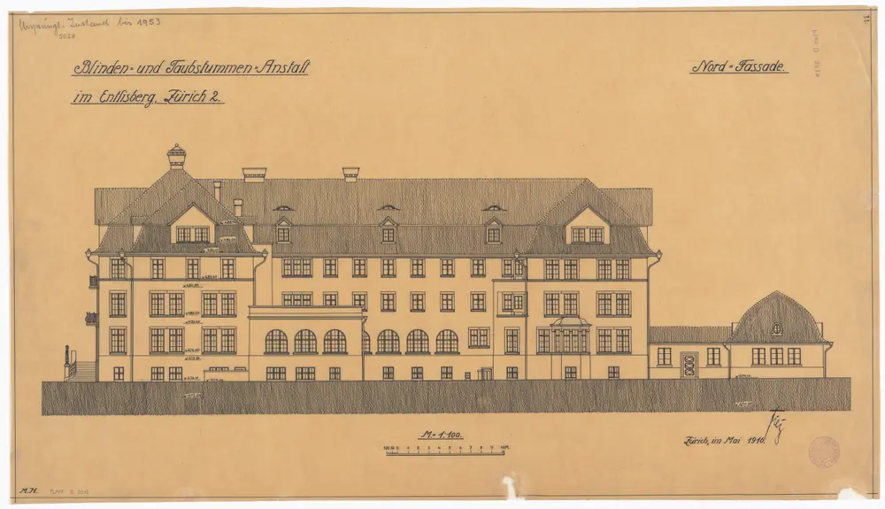 Blinden- und Taubstummenanstalt Entlisberg: Nordansicht