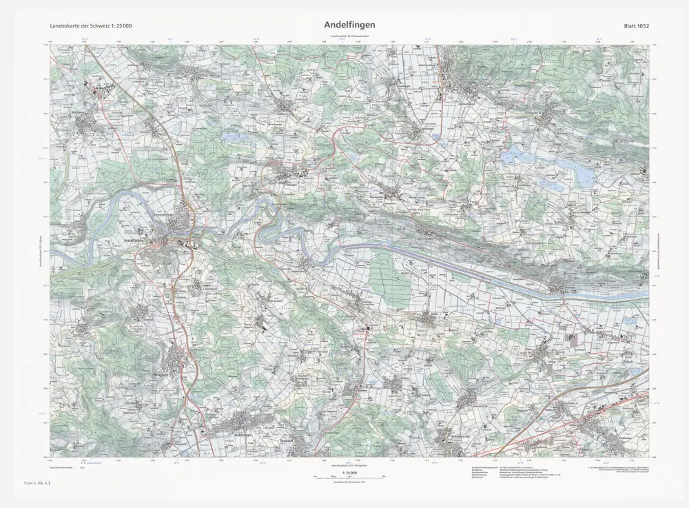 Landeskarte der Schweiz 1 : 25000: Den Kanton Zürich betreffende Blätter: Blatt 1052: Andelfingen