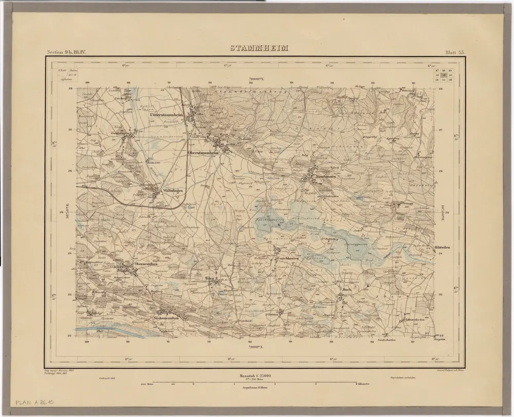 Topographischer Atlas der Schweiz (Siegfried-Karte): Den Kanton Zürich betreffende Blätter: Blatt 53: Stammheim