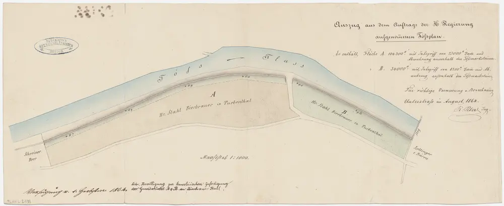 Wildberg, Turbenthal: Töss oberhalb des Fussstegs in Turbenthal; Situationsplan (Töss-Gebiet Nr. 33)