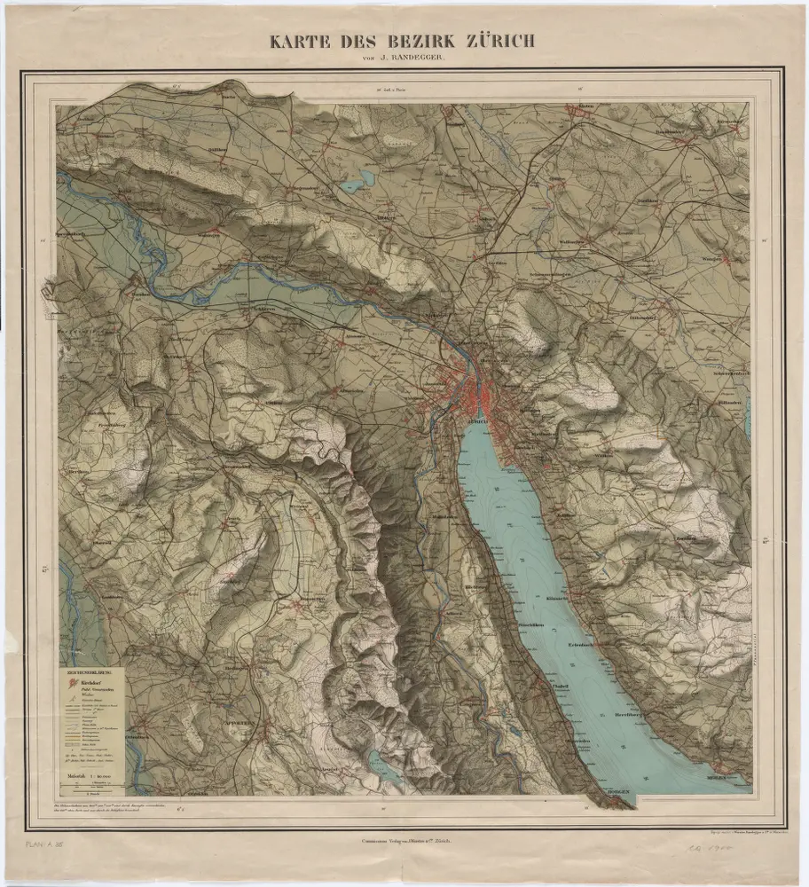 Reliefkarte des Bezirks Zürich