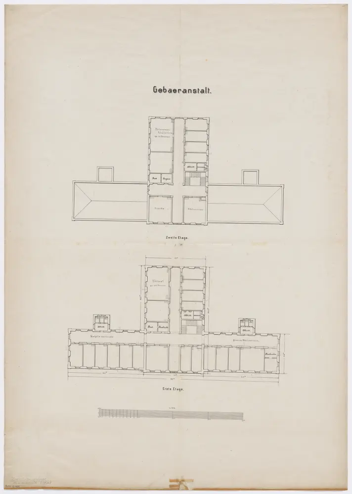 Oberstrass: Frauenklinik, Gebäranstalt, 1. und 2. Stock; Grundrisse