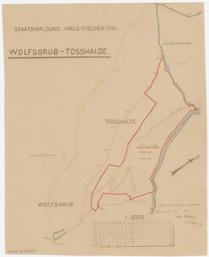 Wald, Fischenthal, Goldingen SG: Waldungen: Wald: Staatswaldungen Tösshalden, Wolfsgrueb (Ankauf); Grundriss