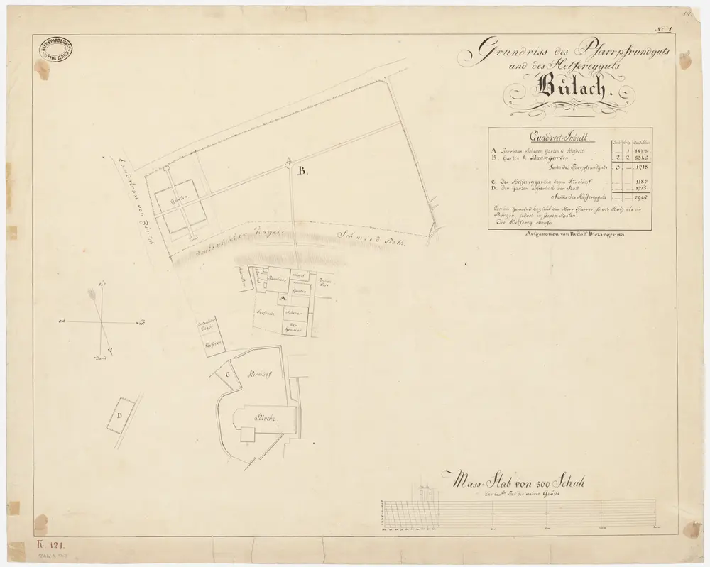 Bülach: Pfrundgut mit Pfarrhaus, Kirche und Helferei; Grundriss (Nr. 1)