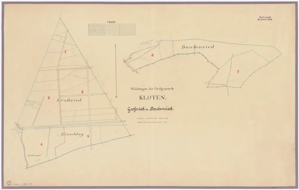 Kloten: Gemeinde- und Genossenschaftswaldungen: Gemeindewaldungen Daubenried, Grosried, Einschlag; Grundrisse