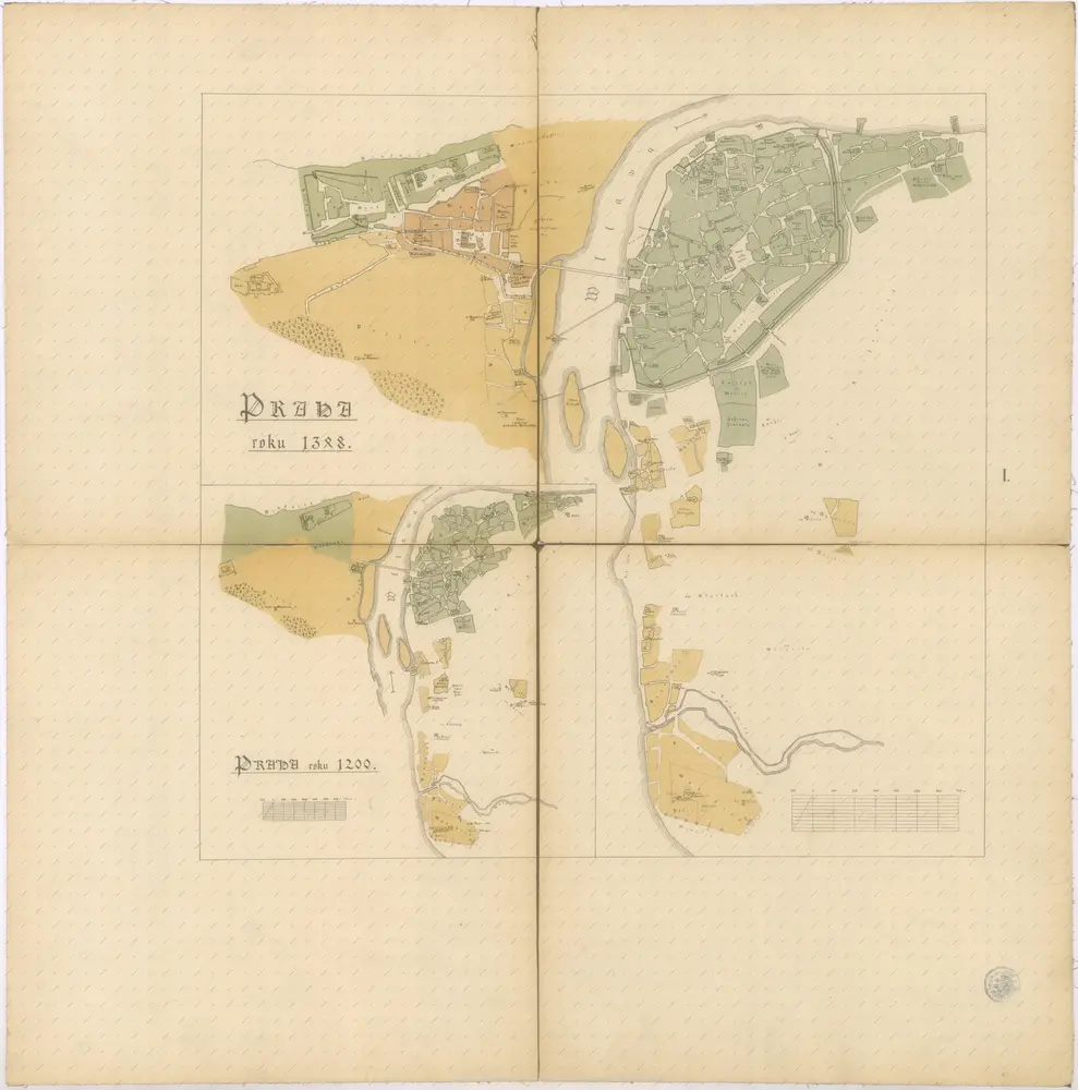 Praha. Mapy staré Prahy k letům 1200, 1348 a 1419