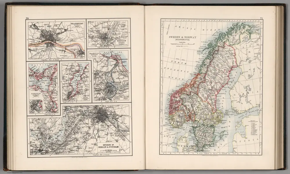 Environs of Berlin and Potsdam, Frankfurt, Munich, Stettin, Kiel, Danzig.  Sweden & Norway (Scandinavia).