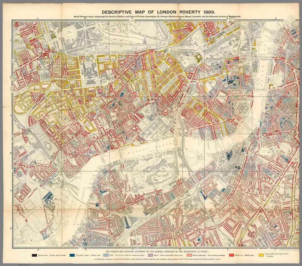 Descriptive map of London poverty 1889. South-Western sheet