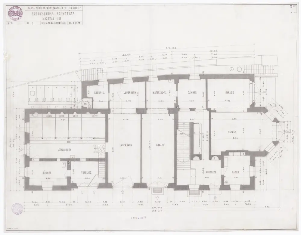 Liegenschaft Zürichbergstrasse 10: Erdgeschoss; Grundriss