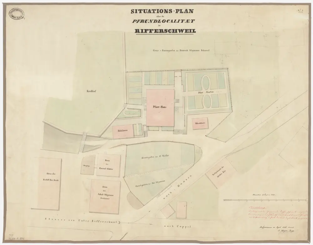 Rifferswil: Pfrundlokalität mit Pfarrhaus und Umgebung; Grundriss (Nr. 3)