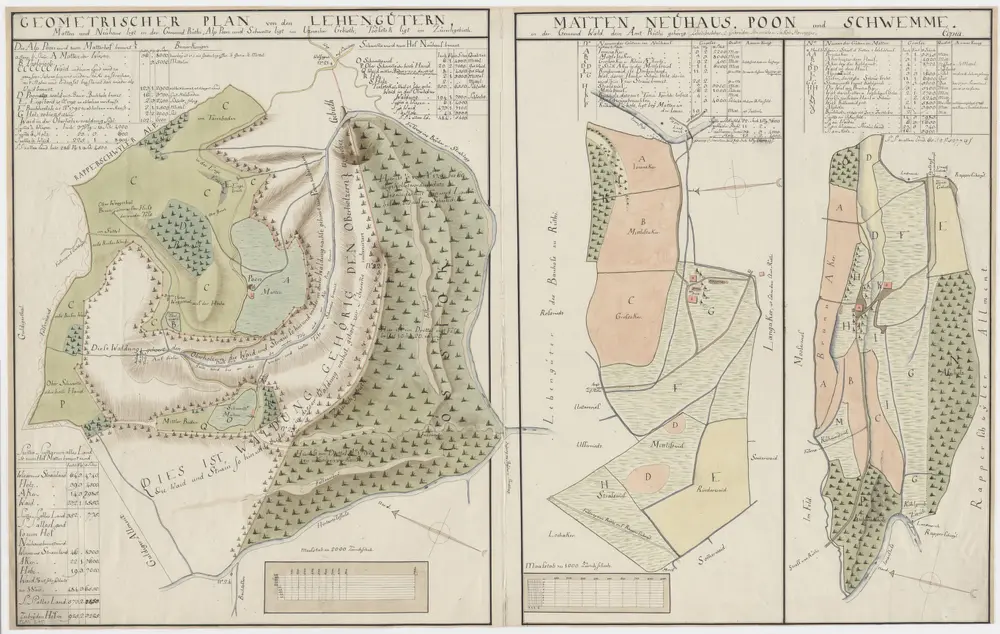 Rüti, Wald, Goldingen SG: Lehengüter Matten, Neuhaus, Tössstock, Boalp (ältere Schreibweise: Poo-Alp) und Schwämi (ältere Schreibweise: Schwemme); Grundriss