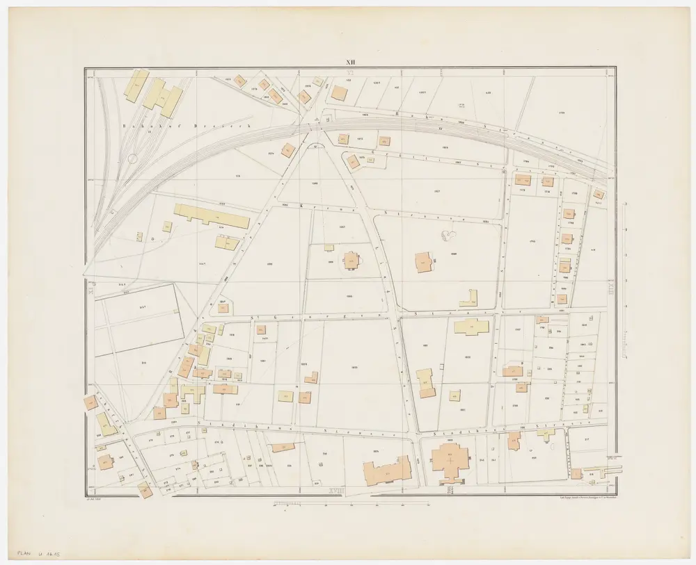 Winterthur: Gemeinde; Grundpläne: Blatt XII: Gegend bei Haldenstrasse, Stadthausstrasse, Lindstrasse und Trollstrasse; Situationsplan