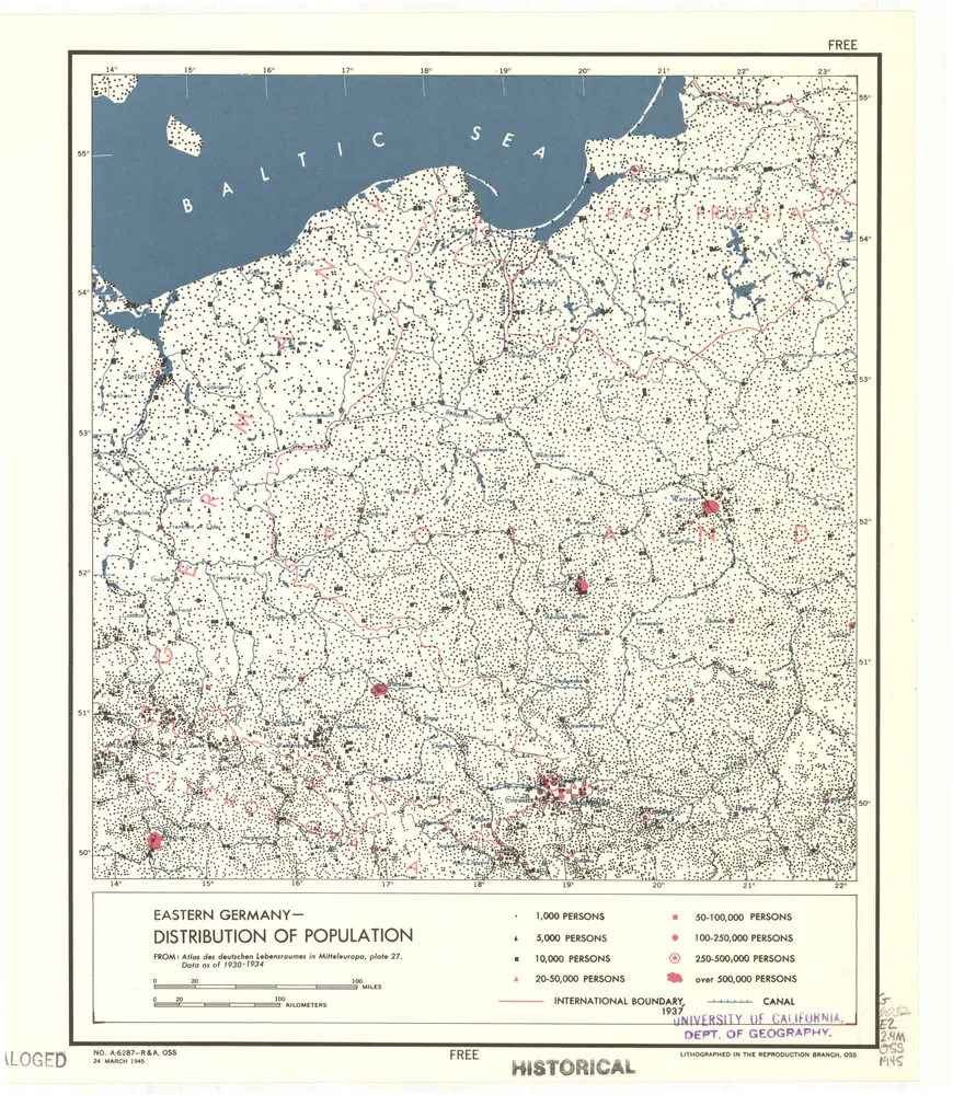 Eastern Germany, distribution of population.