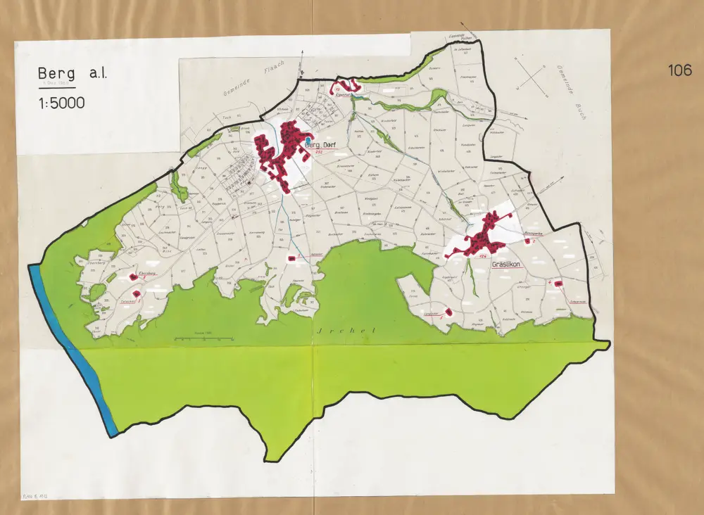 Berg am Irchel: Definition der Siedlungen für die eidgenössische Volkszählung am 01.12.1960; Siedlungskarte Nr. 106
