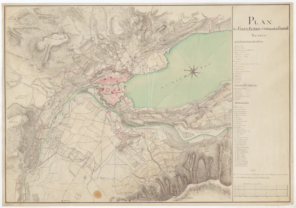 Plan der Stadt Zürich und der umliegenden Gegend von 1802