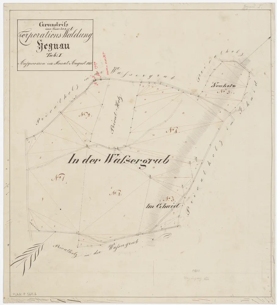 Volketswil: Genossenschaftswaldung Hegnau: Wassergrueb, Gheid (Ghaid), Neuholz; Grundriss (Tab. I)