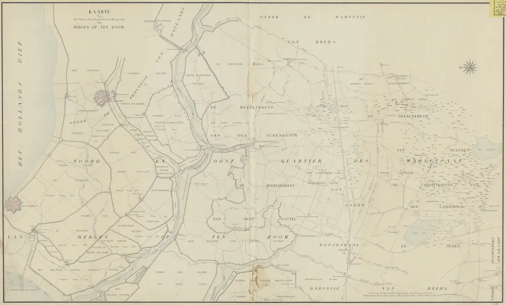 Kaarte van het Oost en Noord quartier des Marquisaat van Bergen op Ten Zoom : [getrokken uit de kaart van B. Adam t. Wouw, 1791]