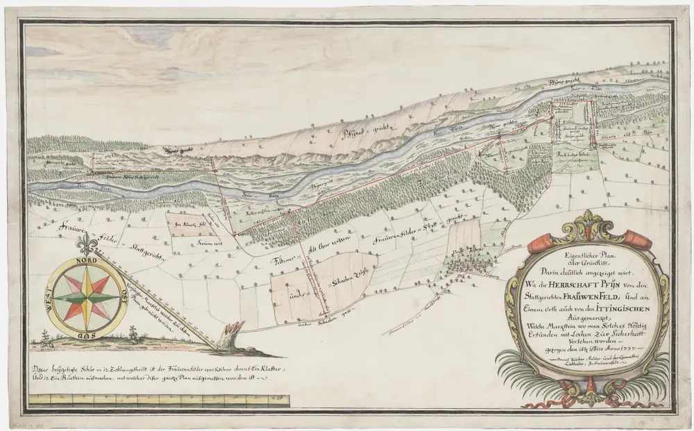 Grenze zwischen der Herrschaft Pfyn einerseits und dem Frauenfelder Stadtgericht sowie den Ittingischen Gerichten andererseits; Grundriss