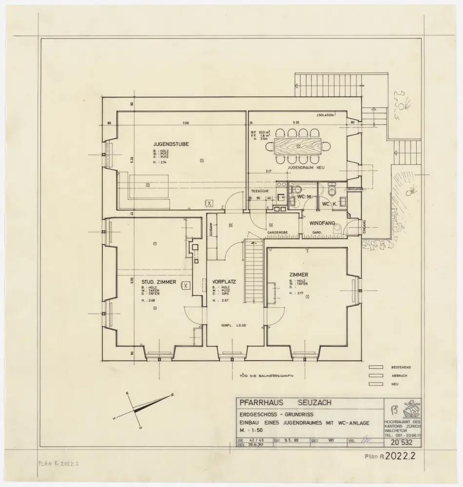 Seuzach: Pfarrhaus: Erdgeschoss; Grundriss