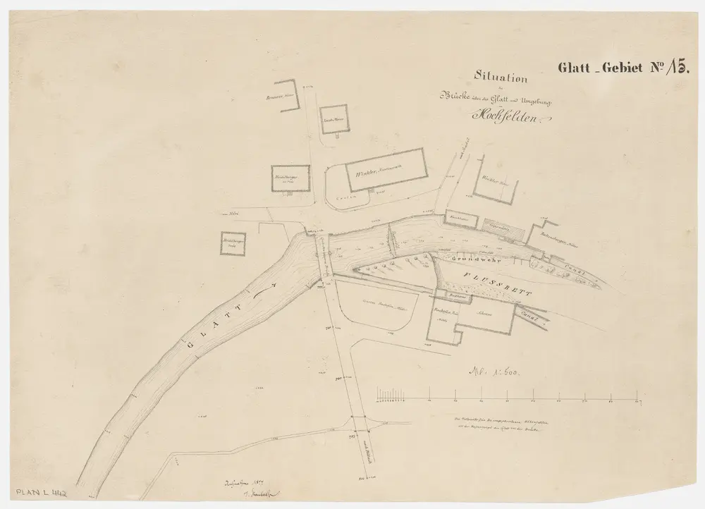 Hochfelden: Glatt bei der Brücke; Situationsplan (Glatt-Gebiet Nr. 15)