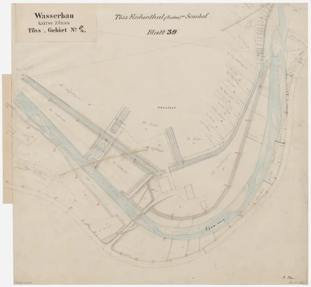 Zell: Töss von oberhalb bis unterhalb Schöntal; Situationsplan (Töss-Gebiet Nr. 2, Blatt 39)