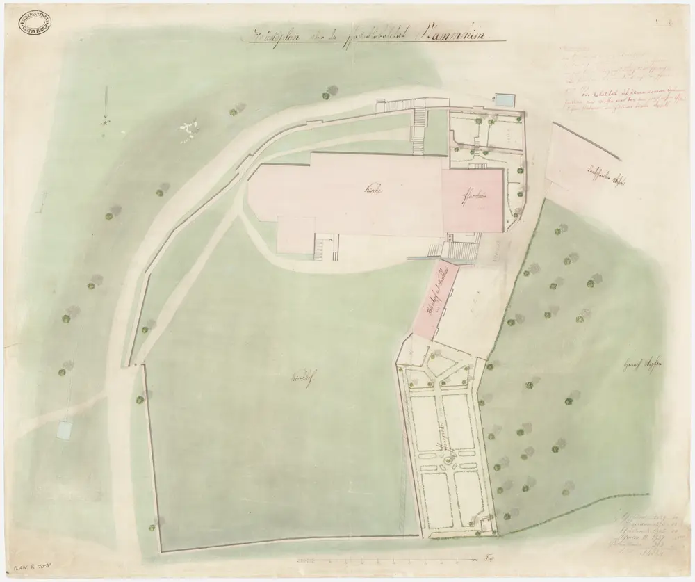 Unterstammheim: Pfrundlokalität Stammheim mit Pfarrhaus und Kirche; Grundriss (Nr. 2)