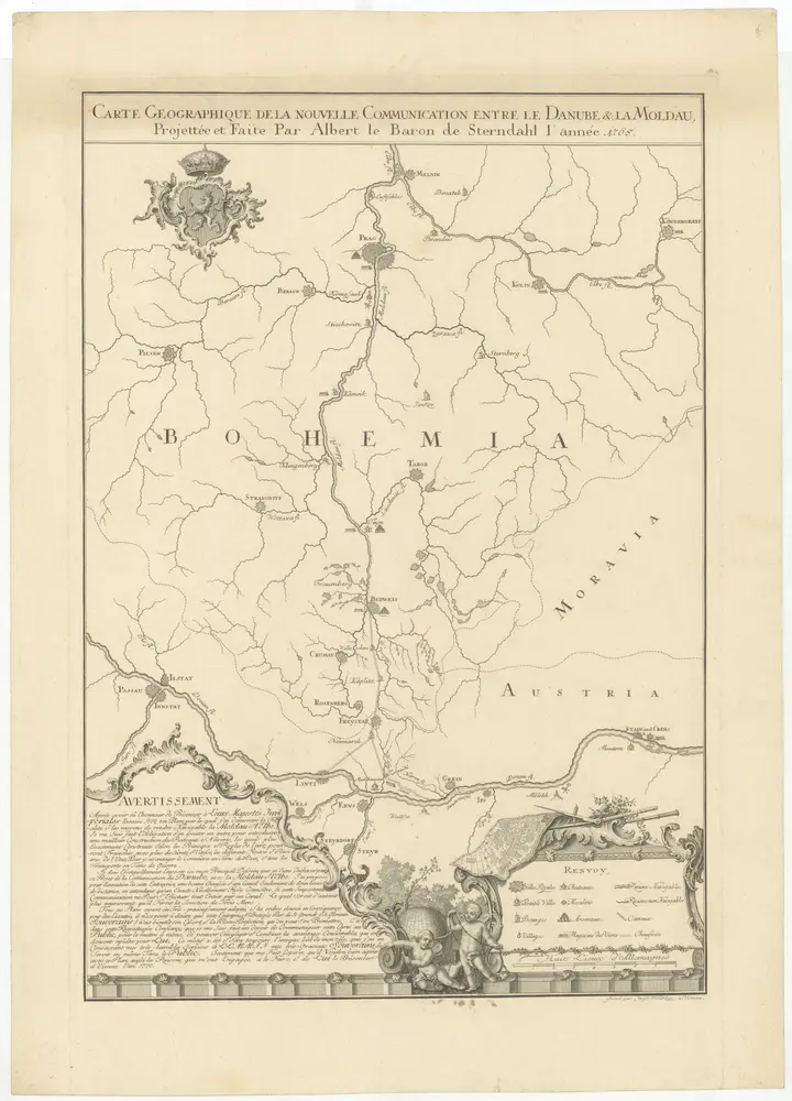 Carte geographique de la nouvelle communication entre le Danube & la Moldau