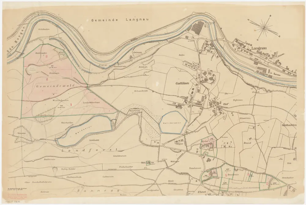 Thalwil: Gemeinde- und Genossenschaftswaldungen: Gemeindewaldungen Widenboden, Ludretikerhau, Landforst, Rütirain, Rütiboden, Büchel, Tällegg (Telegg), Brandrain; Grundriss