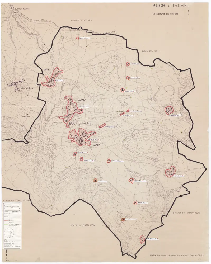 Buch am Irchel: Definition der Siedlungen für die eidgenössische Volkszählung am 01.12.1970; Siedlungskarte
