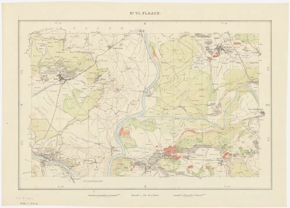 Kanton Zürich: Waldungen, Rebberge und Rodungen um die Mitte des 17. Jahrhunderts: Blatt VI: Flaach