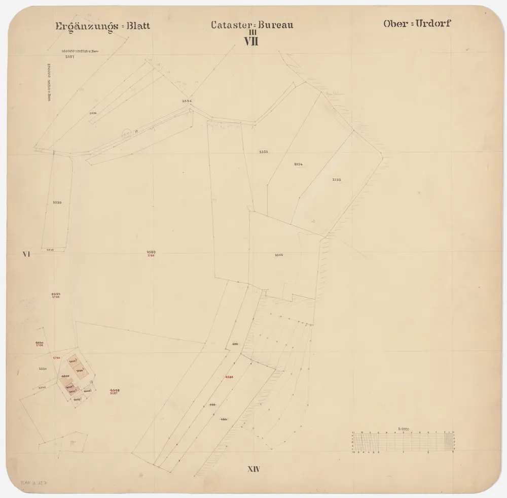 Oberurdorf: Gemeinde; Kataster-Ergänzungspläne: Ergänzungsblatt VII: Unbekannte Ortsgegend; Situationsplan