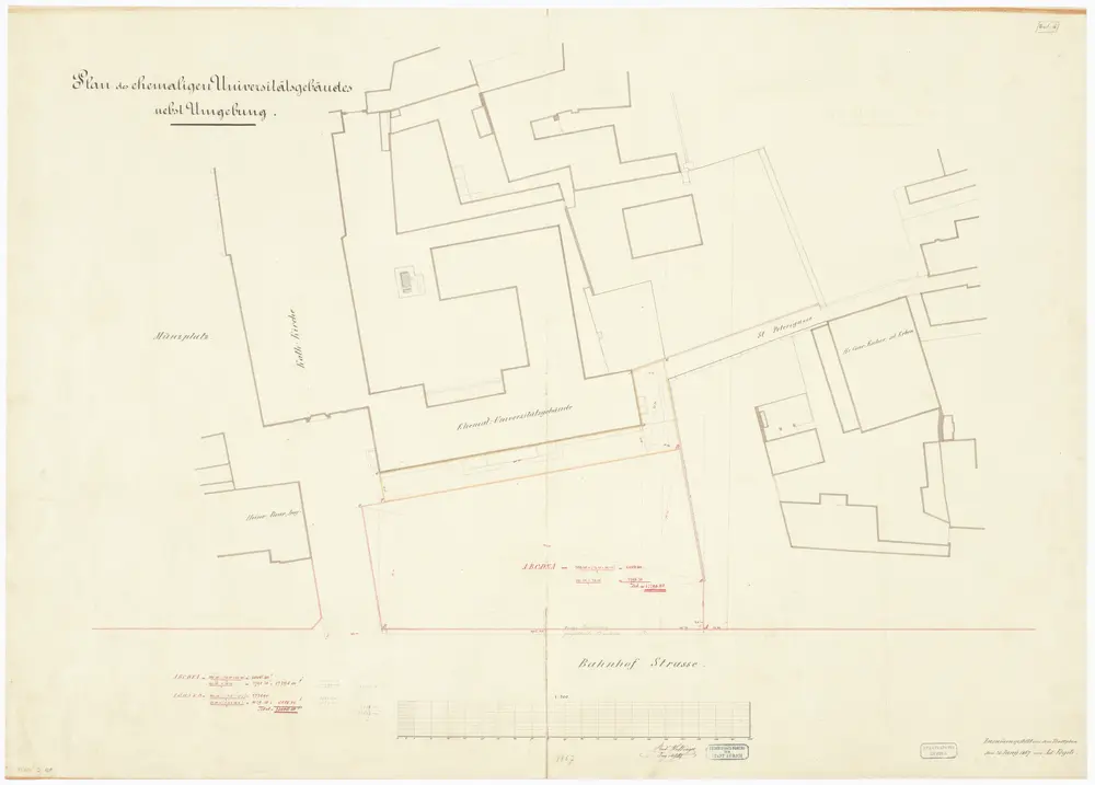 Universität mit Umgebung (katholische Kirche und weitere Gebäude), St. Peterstrasse: Situationsplan