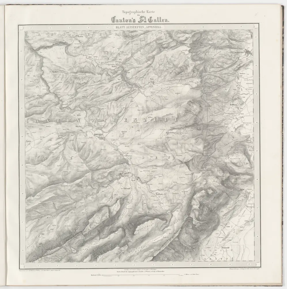 Topographische Karte des Kantons St. Gallen mit Einschluss des Kantons Appenzell (Eschmann-Karte): Blatt Altstätten - Appenzell