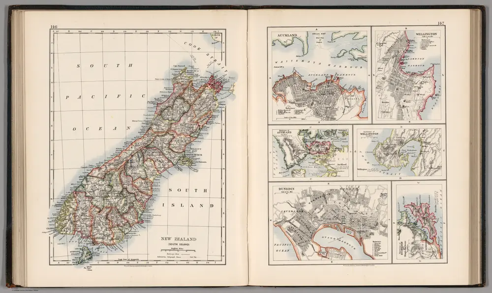 New Zealand (South Island).  Auckland.  Wellington.  Dunedin.