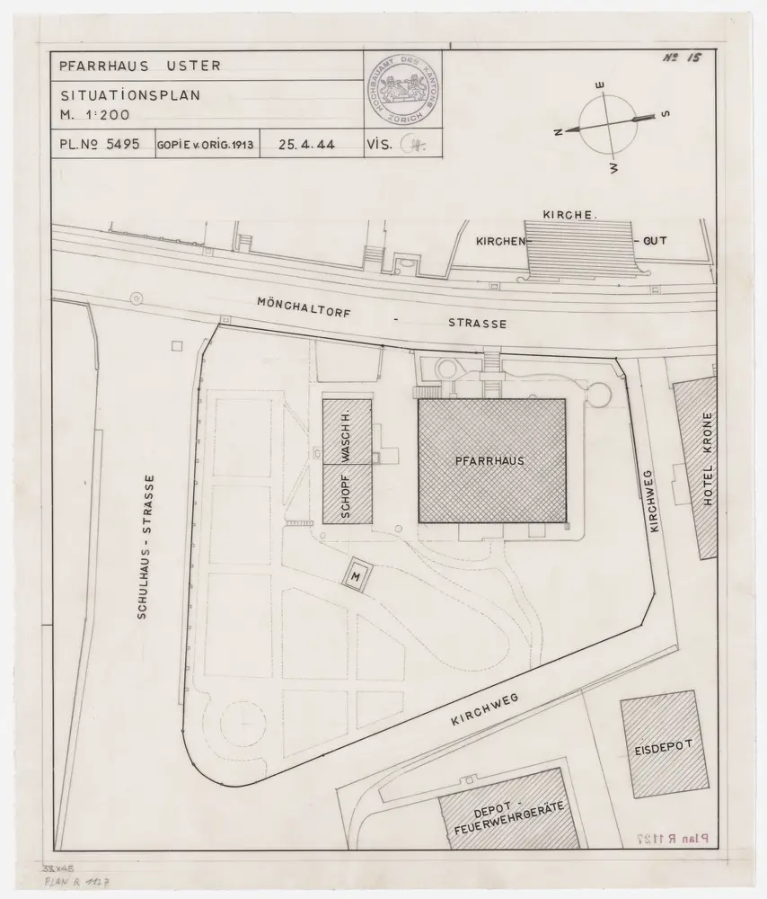 Uster: Pfarrhaus und Umgebung; Grundriss (Nr. 15)