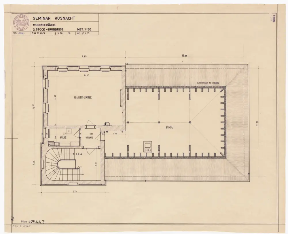 Küsnacht: Seminar, Musikgebäude: 2. Stock; Grundriss