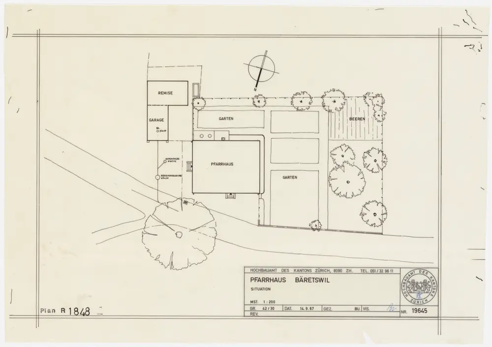 Bäretswil: Pfarrhaus und Umgebung; Grundriss
