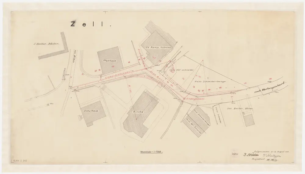 Zell: Korrektion der Strasse nach Oberlangenhard bei der Kirche in Zell; Situationsplan